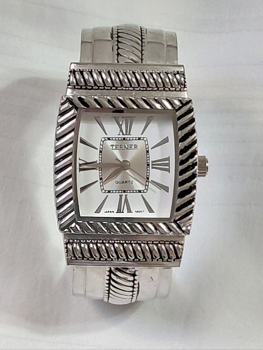 Bijoux Terner Silver Etched Watch Bracelet